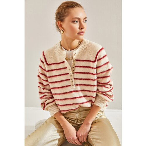Bianco Lucci Women's Charmed Striped 11 Button Knitwear Sweater Cijene