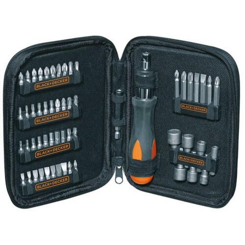 Black &amp;amp; Decker 56-delni komplet izvijačev z ragljo Black &amp;amp; Decker A7104 Slike
