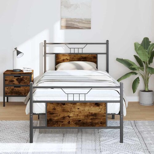 vidaXL Posteljni okvir brez vzmetnice hrast 90x190 cm inženirski les Cene