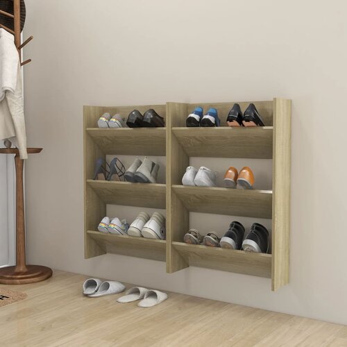 VidaXL Stenska omara za čevlje 2 kosa sonoma hrast 60x18x90 cm Slike