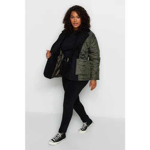 Trendyol Curve Plus Size Winterjacket - Khaki - Basic