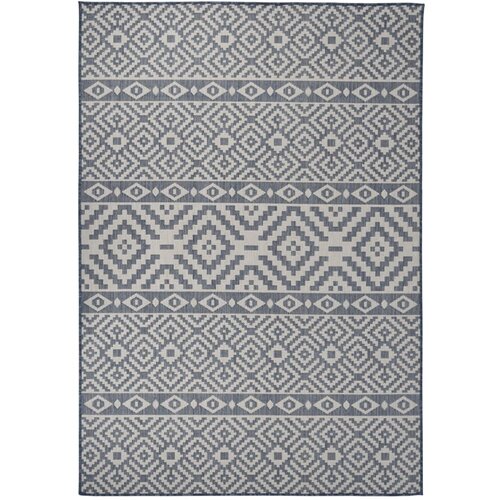 VidaXL zunanja preproga plo&amp;scaron;čato tkanje 160x230 cm modre črte Slike
