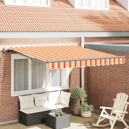 VidaXL Samodejna retraktibilna tenda rumena in oranžna 300x250 cm Slike