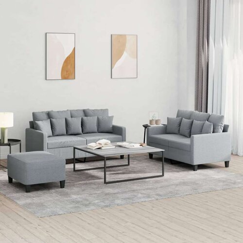  3-dijelni set sofa s jastucima svjetlosivi od tkanine Cijene