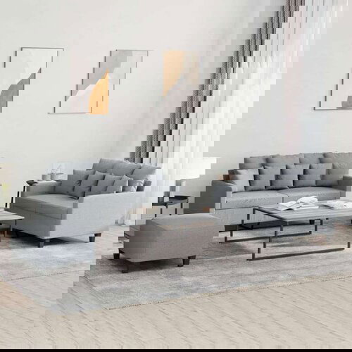  3-dijelni set sofa s jastucima svjetlosivi od tkanine Slike