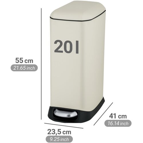 Wenko Kremno bel jeklen ko&amp;scaron; za smeti s pedalom 20 l Design &amp;ndash; Slike