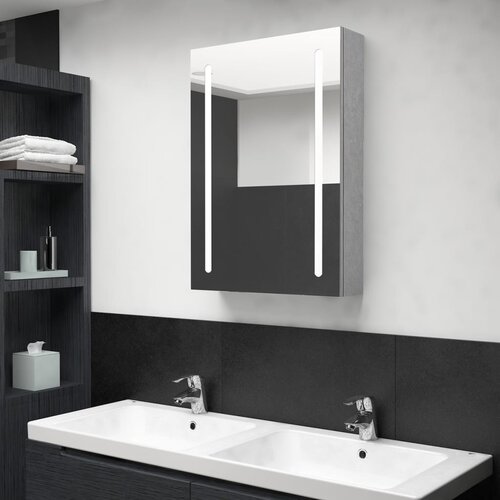VidaXL LED kopalni&amp;scaron;ka omarica z ogledalom betonsko siva 50x13x70 cm Slike