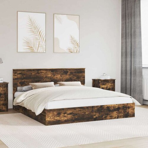  Krevet s od storage s uzglavljem Dimljeni hrast 180 x 200 cm Cene