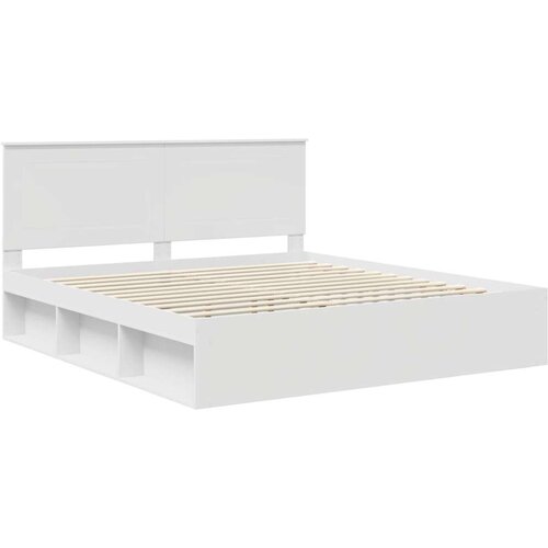  Okvir za krevet Bijelo 200 x 200 cm Čvrsto borovo drvo Slike
