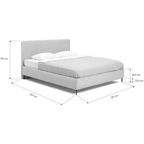 Bonami Selection Tapecirani bračni krevet s madracem/letvičastim okvirom 180x200 cm u boji senfa Noira Slim - Slike