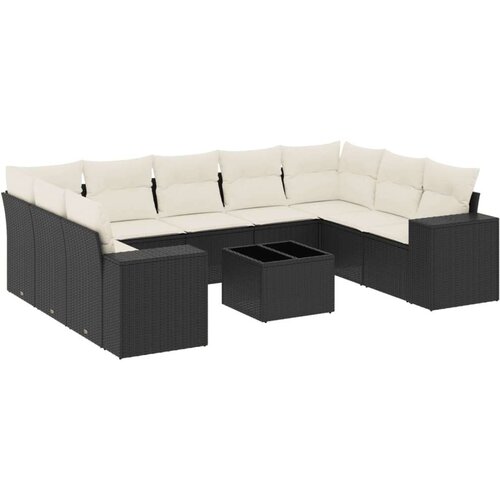 vidaXL 10-dijelni set vrtnih sofa s jastucima crni od poliratana Cijene