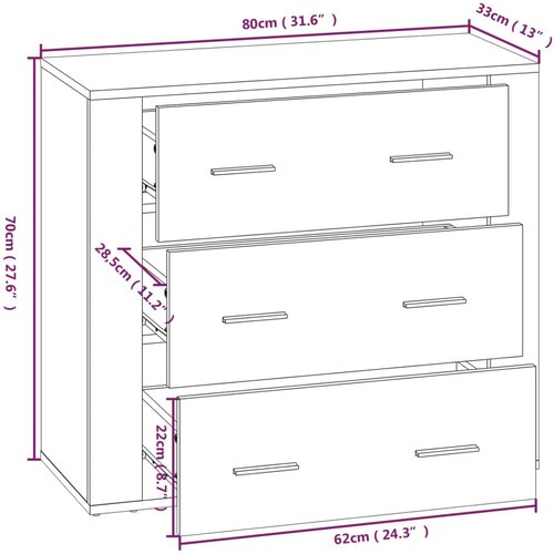  Komoda siva boja betona 80 x 33 x 70 cm od konstruiranog drva Slike