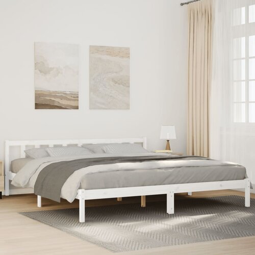 VidaXL Dugi okvir kreveta bez madraca bijeli 200 x 220 cm od borovine Slike