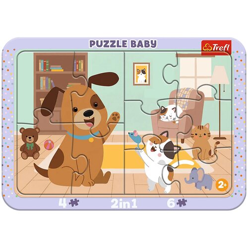 Trefl Hi&scaron;ne živali v dnevni sobi 2 v 1 okvirni otro&scaron;ki puzzle - Cene