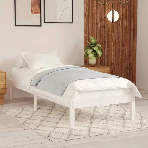 vidaXL Okvir za krevet od borovine bijeli 75 x 190 cm UK jednokrevetni