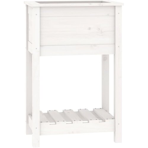 Maison Chic Visoka greda - Greda - Cvetlični Lonec s polico bela 54x34,5x81 cm trdna borovina, (21789254) Cene