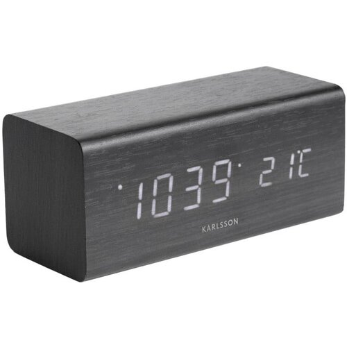 Karlsson crni budilnik u drvenom dekoru block, 16 x 7,2 cm Cijene