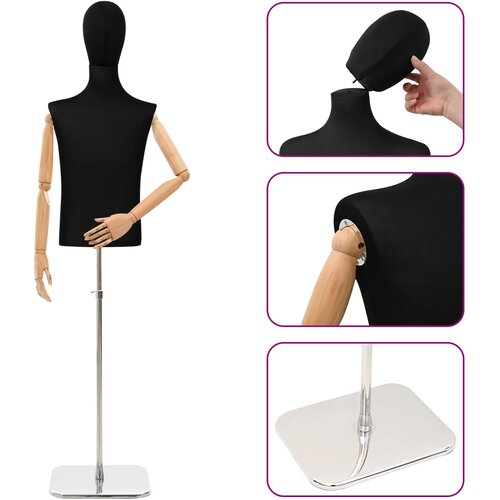  Podesiva lutka 170-218 cm s postoljem Mu&amp;scaron;karac PP Crna Slike