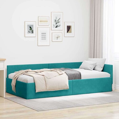 vidaXL Kutni okvir kreveta Ostalo s uzglavljem Tirkizna 80 x 200 cm Cene