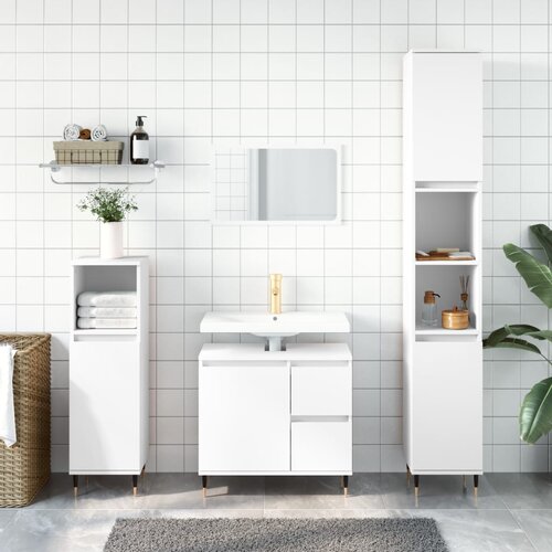 The Living Store Kopalni&amp;scaron;ko pohi&amp;scaron;tvo 3 kosi bele barve inženirski les - Komplet Kopalni&amp;scaron;kega Pohi&amp;scaron;tva, (21663514) Slike