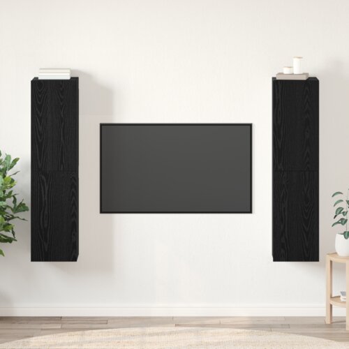 VidaXL Set TV komoda s policom s pohranom s vratima 4 pcs Crni hrast 30.5 x 30 x 60 cm Slike