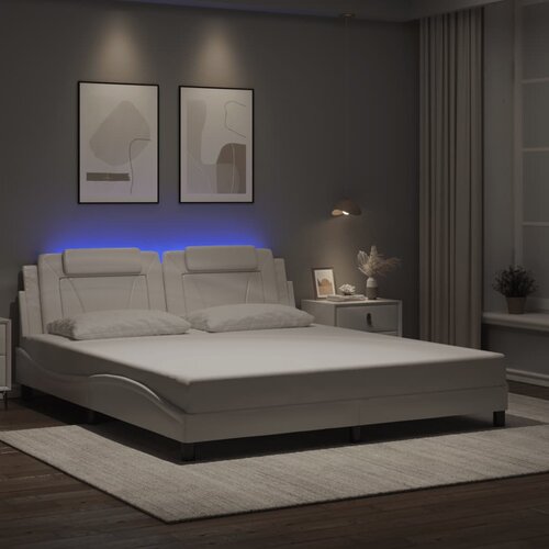 Furnova Posteljni okvir z LED lučkami bel 180x200 cm umetno usnje, (21941050) Slike