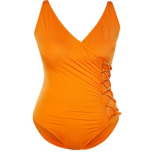 Trendyol Curve Orange Double Breasted Tie Detailed Slimming Effect Swimsuit Slike