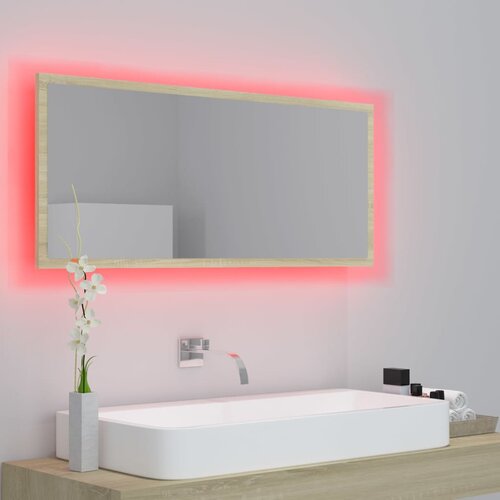  LED kupaonsko ogledalo boja hrasta sonome 100x8,5x37 cm akrilno Slike