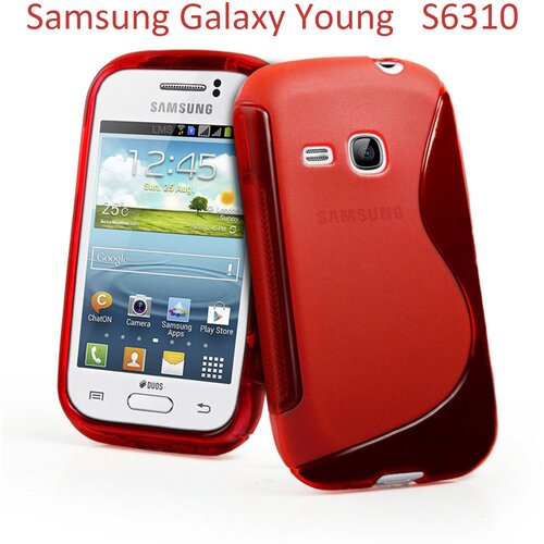  Gumijasti / gel etui S-Line za Samsung Galaxy Young S6310 - rdeči Slike