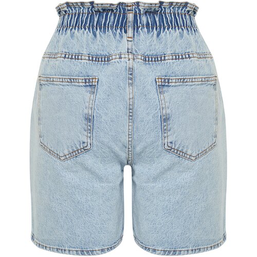 Trendyol Curve Light Blue High Waist Rigid Wide Leg Plus Size Shorts &amp;amp; Bermuda Slike