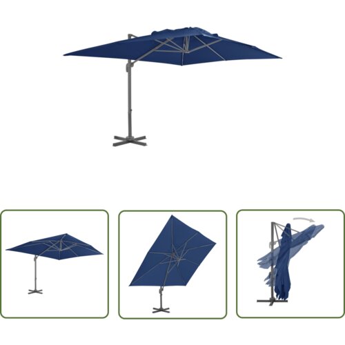  The Living Store Previsni senčnik z aluminijastim drogom 4x3 m sinje moder - Previsni Senčnik, (21743373) Slike