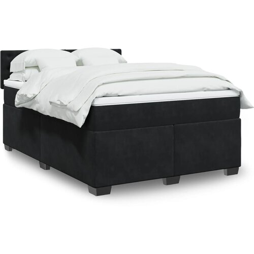 vidaXL Box spring posteljni z vzmetnico črn 140x190 cm žamet Cene