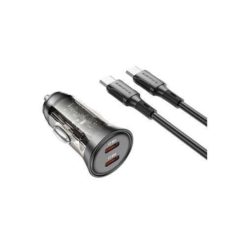 Borofone BZ26B avtopolnilec pd 45W 2x type c qc 3.0 s kablom type c - type c 1m - črn Slike