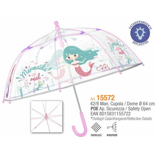 mermaid transparent manual umbrella 42cm Slike