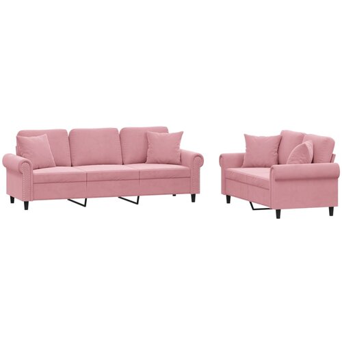  2-dijelni set sofa s jastucima ružičasti bar&amp;scaron;unasti Slike