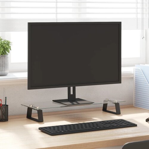  Stalak za monitor crni 60x20x8 cm kaljeno staklo i metal Cijene