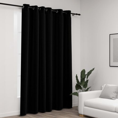 vidaXL Zavjesa za zamračivanje s prstenima crna 290 x 245 cm Cijene