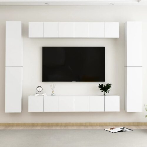 The Living Store Komplet TV omaric 10-delni bela iverna plošča - TV Omarica, (21624798) Cene