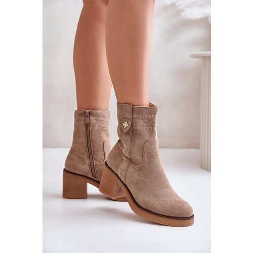 Kesi Insulated women&amp;#039;s ankle boots on heel beige Vailia Slike
