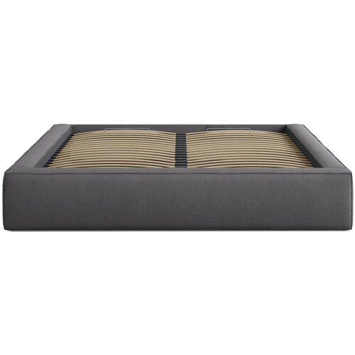 Micadoni Tamno sivi tapecirani bračni krevet s prostorom za odlaganje s podnicom 200x200 cm Simon – Cijene
