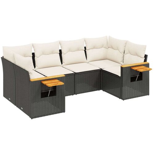 VidaXL 6-dijelni set vrtnih sofa s jastucima crni od poliratana Slike