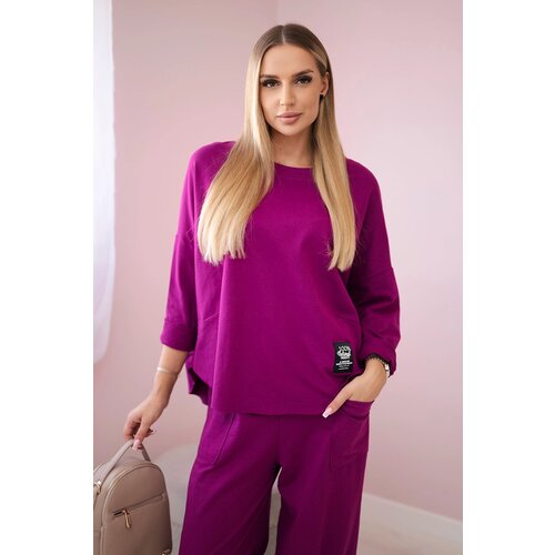 Kesi Włoski Cotton sweatshirt pants set plum Slike