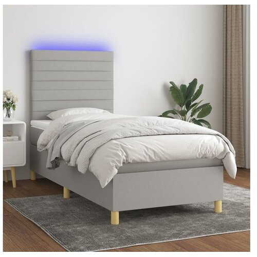  Krevet box spring s madracem LED svjetlosivi 80x200 cm tkanina Cene