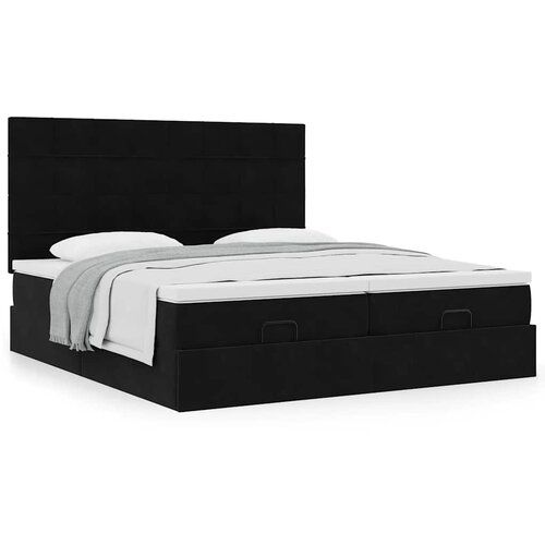 VidaXL Otomanski posteljni okvir z vzmetnicami črn 160x200 cm žamet Slike