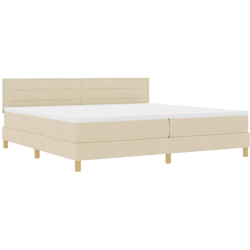  LED Box Spring Krevet s LED trakama Krema 200 x 200 cm tkanina Slike