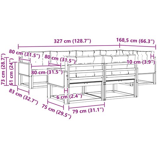  Set vanjskih sofa 8 pcs Prirodna i krem Slike