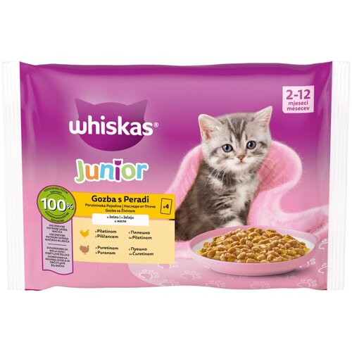 Whiskas Cat Junior izbor perutnine v želeju 4&amp;times;85 g Slike