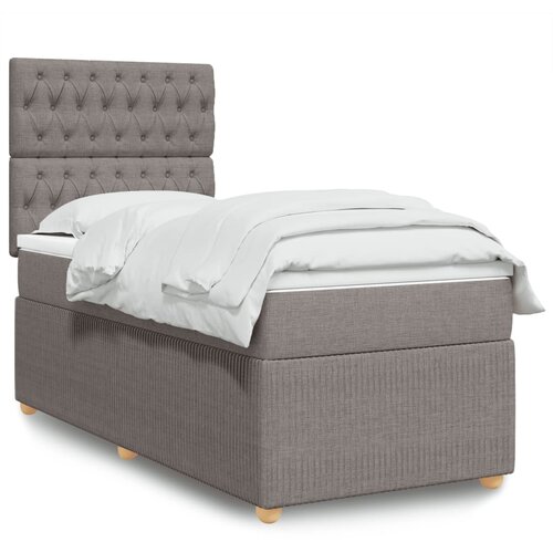 VidaXL Krevet s oprugama i madracem smeđesivi 90x200 cm od tkanine Slike