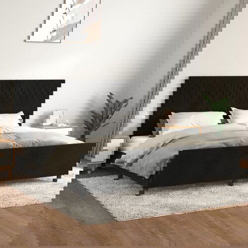 VidaXL Okvir za krevet s uzglavljem crni 200x200 cm bar&amp;scaron;unasti Slike