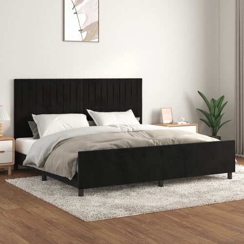 VidaXL Posteljni okvir z vzglavjem črn 200x200 cm žamet Slike